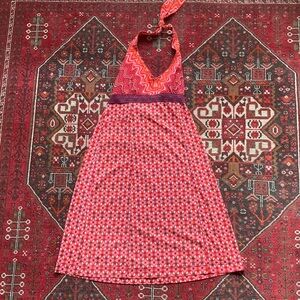 Athleta Red Pink Midi halter travel Dress 6 pack everywhere anywhere beach